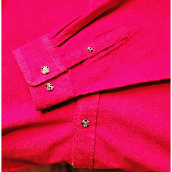 Schott Bros Flannel Shirt Mens XL Solid Red Button Down 100% Cotton SH2120 - Picture 6 of 8